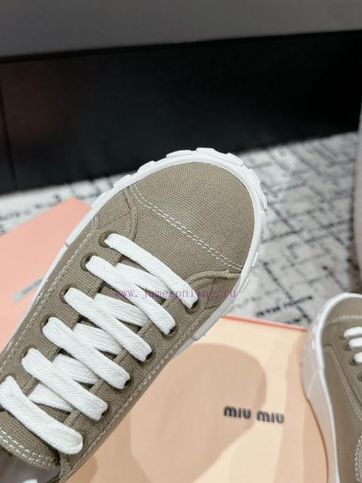 Miu Miu | Miu Miu 24/Autumn/Winter New Canvas British Style Strap Thick Bottom Casual ShoesTtd514adx - Image 7