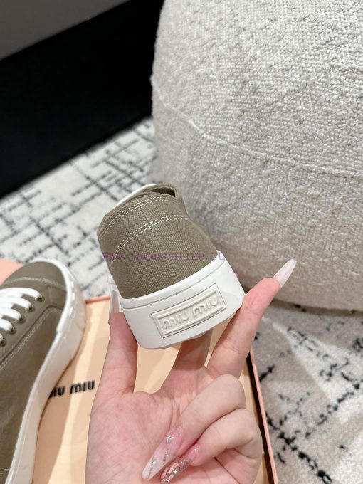 Miu Miu | Miu Miu 24/Autumn/Winter New Canvas British Style Strap Thick Bottom Casual ShoesTtd514adx - Image 8