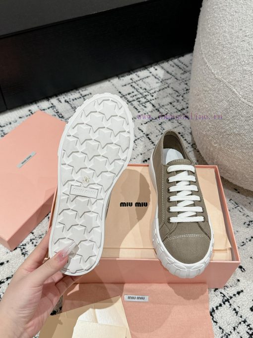 Miu Miu | Miu Miu 24/Autumn/Winter New Canvas British Style Strap Thick Bottom Casual ShoesTtd514adx - Image 10