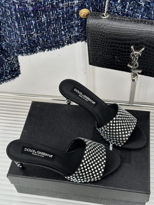 DoOLCE&GABBANA24SSpring and summer new product rhinestone high-heeled slippersThe fabric is mvhcq7le - Image 4