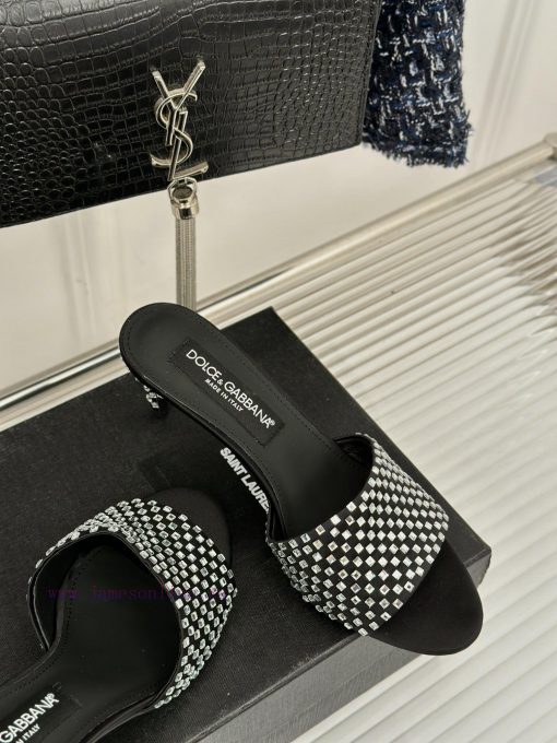 DoOLCE&GABBANA24SSpring and summer new product rhinestone high-heeled slippersThe fabric is mvhcq7le - Image 6