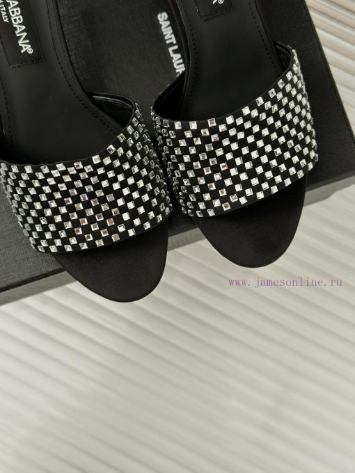 DoOLCE&GABBANA24SSpring and summer new product rhinestone high-heeled slippersThe fabric is mvhcq7le - Image 8