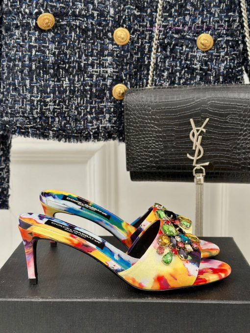 DoOLCE&GABBANA24SSpring and summer new product rhinestone high-heeled slippersThe fabric is 9kidl8ht - Image 2