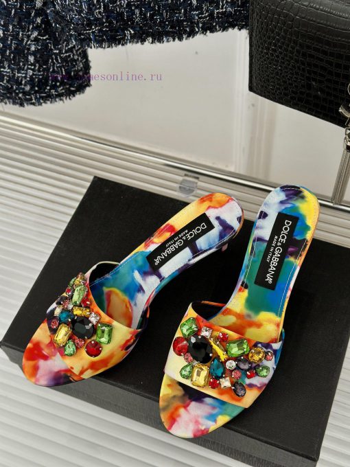 DoOLCE&GABBANA24SSpring and summer new product rhinestone high-heeled slippersThe fabric is 9kidl8ht - Image 3