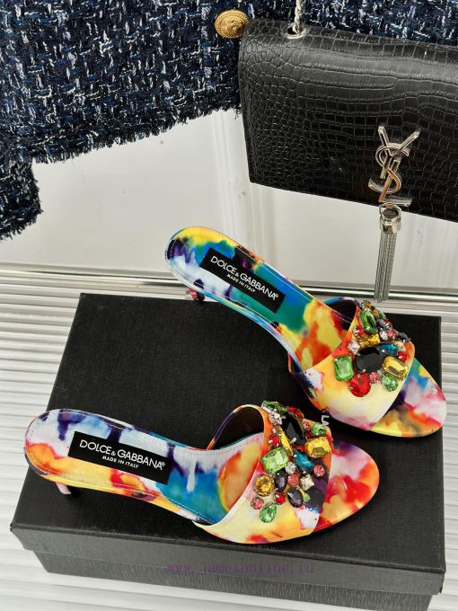 DoOLCE&GABBANA24SSpring and summer new product rhinestone high-heeled slippersThe fabric is 9kidl8ht - Image 4