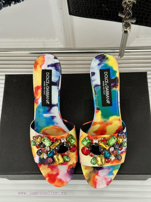 DoOLCE&GABBANA24SSpring and summer new product rhinestone high-heeled slippersThe fabric is 9kidl8ht - Image 5