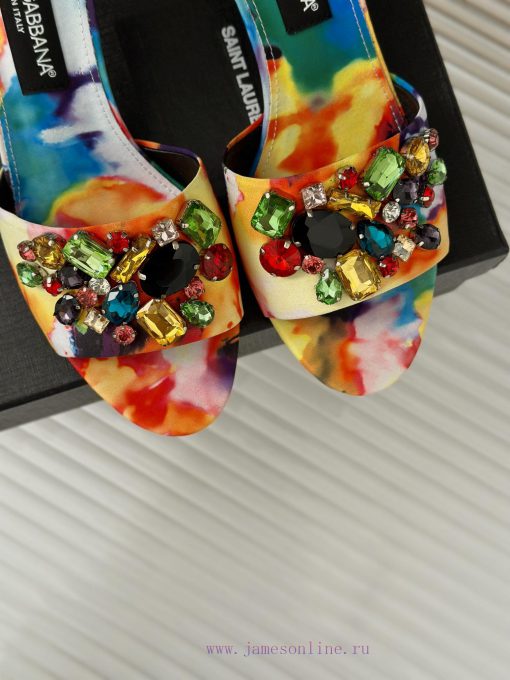 DoOLCE&GABBANA24SSpring and summer new product rhinestone high-heeled slippersThe fabric is 9kidl8ht - Image 8