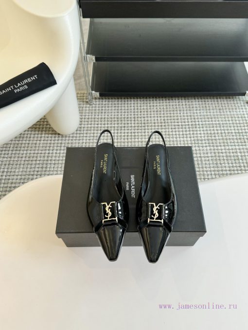 SAINT LAURENT 24/Pointed Flat SandalsWho loves YSL so much? These retro animal patterned flayq084r9g