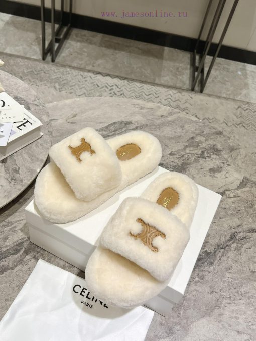 CELINE/Celine 𝟐𝟎 24/𝐒𝐒𝐧𝐞𝐰 Spring/Summer New Wool SlippersThis season's Celine made me love i5109ysrc - Image 5