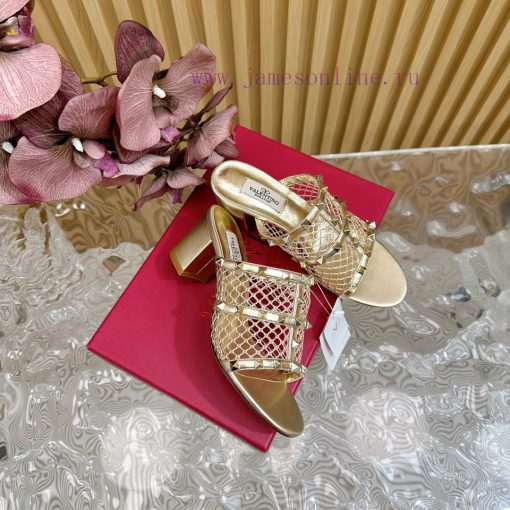 Top tier2024 Early Spring Fashion Show Update Valentino Striped Deep Mouth Half Drag/Flat/Hikdvlsrnm