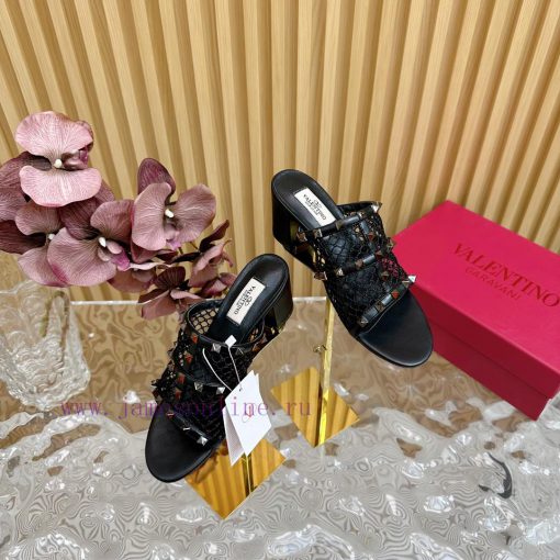 Top tier2024 Early Spring Fashion Show Update Valentino Striped Deep Mouth Half Drag/Flat/Hikuajpkoz - Image 3