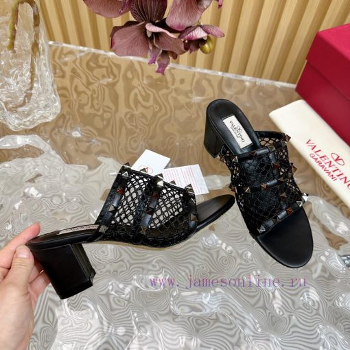 Top tier2024 Early Spring Fashion Show Update Valentino Striped Deep Mouth Half Drag/Flat/Hikuajpkoz - Image 8
