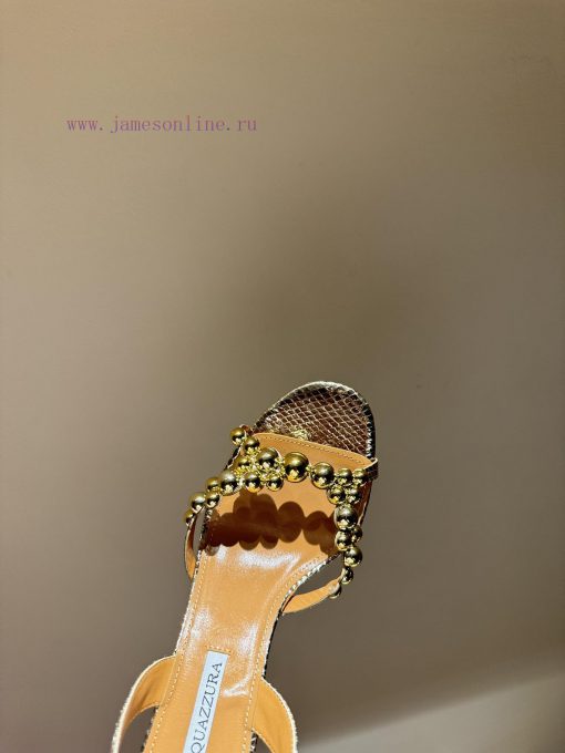 The mostAQUAZURA Big Pineapple Pearl Decorative High Heels2024 spring/summer rhinestone deco32em3cbs - Image 5