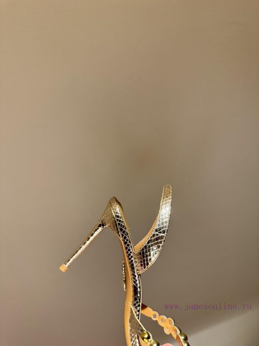 The mostAQUAZURA Big Pineapple Pearl Decorative High Heels2024 spring/summer rhinestone deco32em3cbs - Image 7