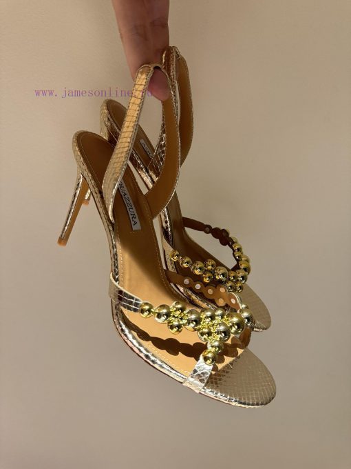 The mostAQUAZURA Big Pineapple Pearl Decorative High Heels2024 spring/summer rhinestone deco32em3cbs - Image 11