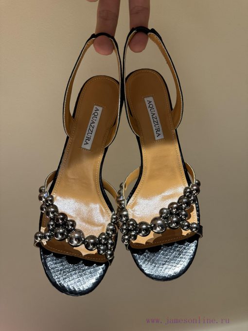 The mostAQUAZURA Big Pineapple Pearl Decorative High Heels2024 spring/summer rhinestone deconof2wpab - Image 10