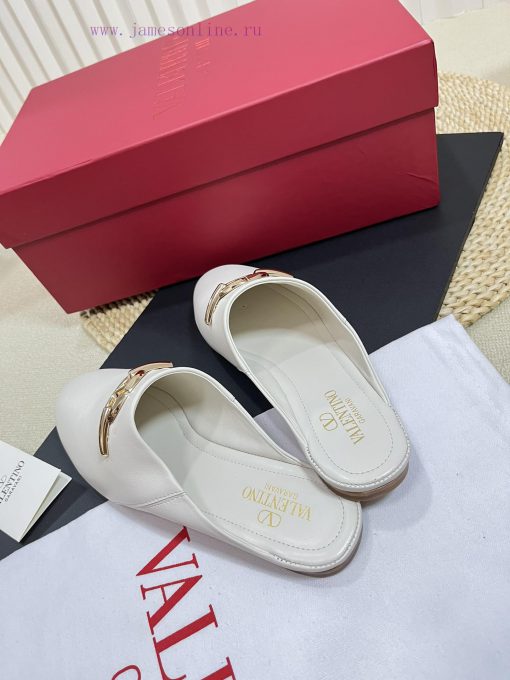 Valentino 2024 SS Spring/Summer New Product Baotou Half Dragged Golden V-Button Element Mullkmo5x8s9 - Image 7