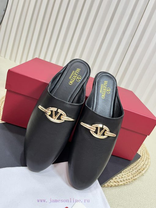 Valentino 2024 SS Spring/Summer New Product Baotou Half Dragged Golden V-Button Element Mullyzq7nrt2 - Image 5