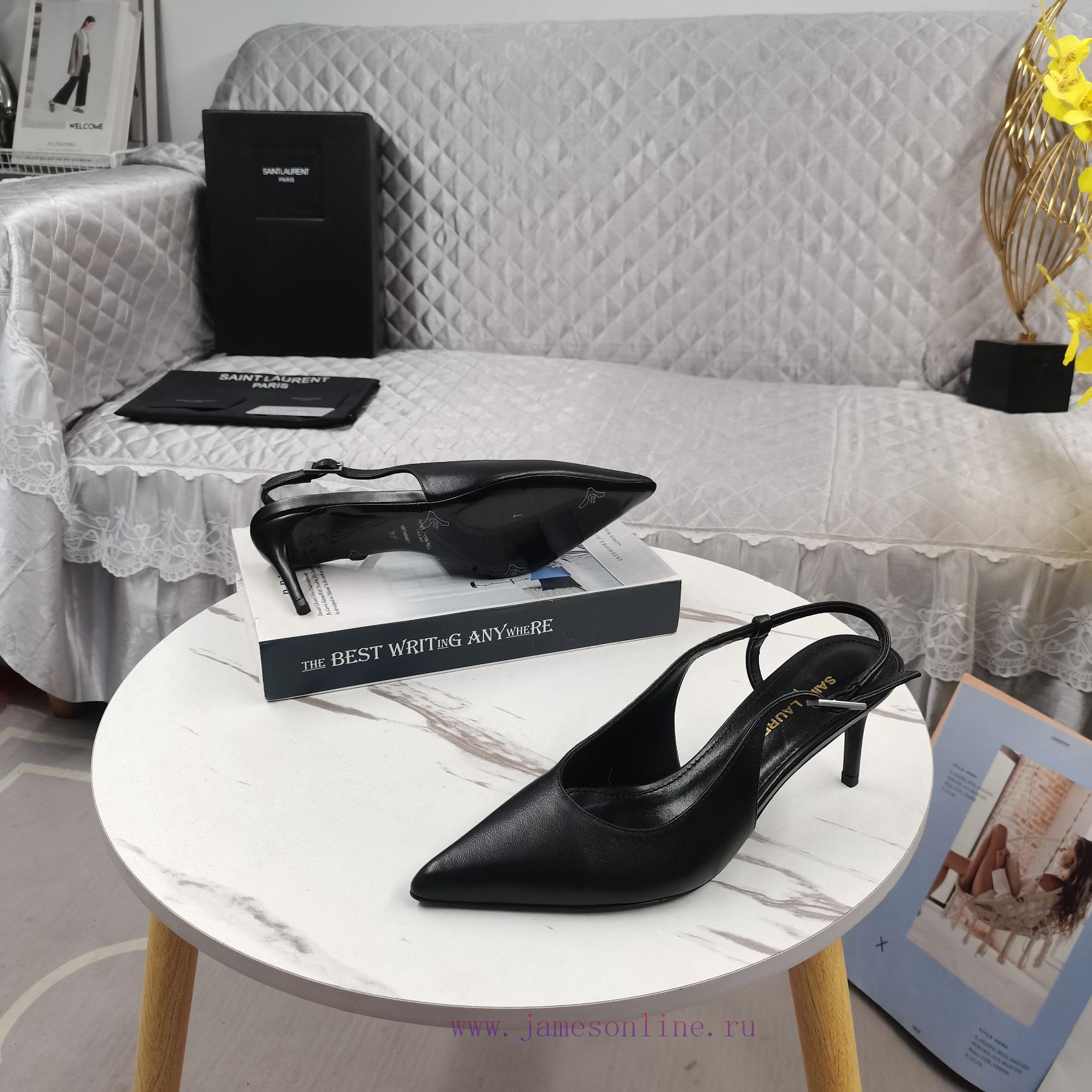Shangxin YSL2024 New Baotou Middle Heel Back Empty SandalsCorrect version ️ Correct details 4faj53lx - Image 7