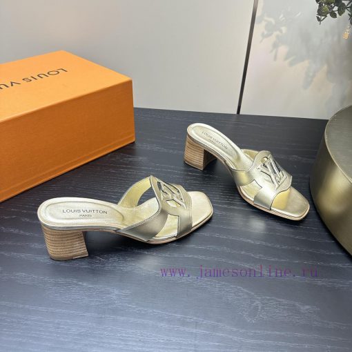 2024 early spring new LV donkey brand Louis Vuitton classic explosive hollow out thick heel hvr6o7as - Image 6