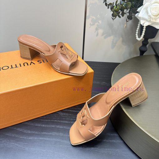 2024 early spring new LV donkey brand Louis Vuitton classic explosive hollow out thick heel vwqxohrh - Image 8