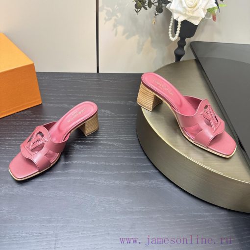 2024 early spring new LV donkey brand Louis Vuitton classic explosive hollow out thick heel gqpldr1w - Image 5