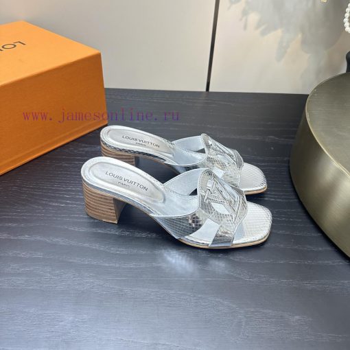 2024 early spring new LV donkey brand Louis Vuitton classic explosive hollow out thick heel vbjusnxu - Image 3