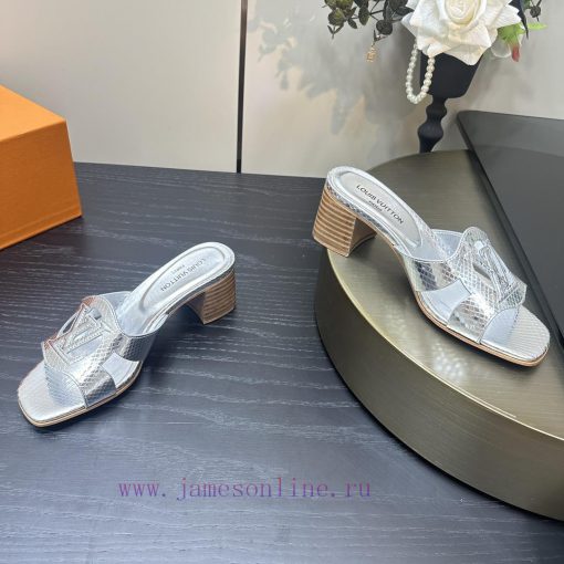 2024 early spring new LV donkey brand Louis Vuitton classic explosive hollow out thick heel vbjusnxu - Image 5