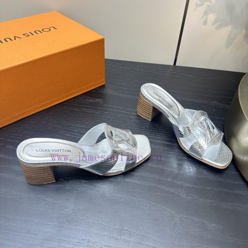 2024 early spring new LV donkey brand Louis Vuitton classic explosive hollow out thick heel vbjusnxu - Image 6