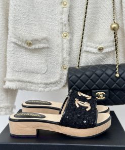 Chanel | Chanel 24P New Solid Wood ProductDouble C thick soled slippersThe unique materials 4j8n802q