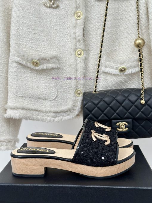 Chanel | Chanel 24P New Solid Wood ProductDouble C thick soled slippersThe unique materials 4j8n802q - Image 2