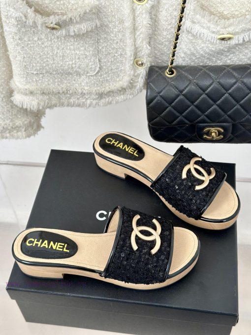 Chanel | Chanel 24P New Solid Wood ProductDouble C thick soled slippersThe unique materials 4j8n802q - Image 4