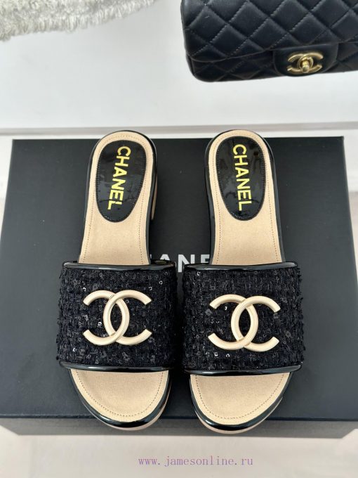 Chanel | Chanel 24P New Solid Wood ProductDouble C thick soled slippersThe unique materials 4j8n802q - Image 5