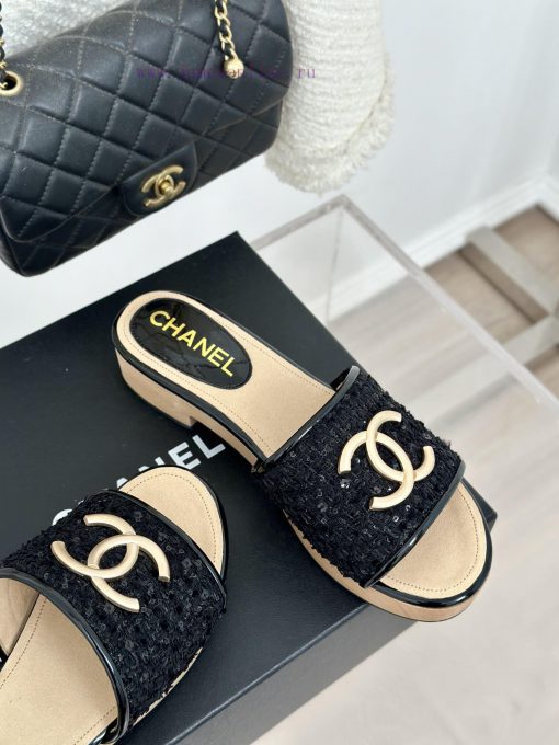Chanel | Chanel 24P New Solid Wood ProductDouble C thick soled slippersThe unique materials 4j8n802q - Image 6