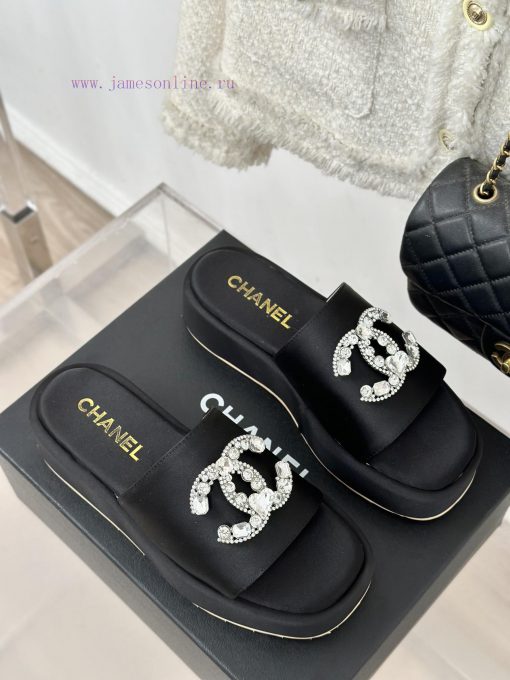 Chanel | Chanel Classic Thick Bottom Water Diamond Large Pair C SlippersMinimalist Double C 2eye0omw - Image 4