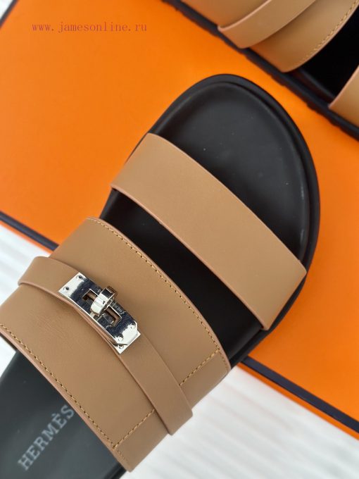 Male+10Herm è s/Herm è s Classic Kelly Button Second Uncle SlippersKelly's buckle is completx5306rcd - Image 8