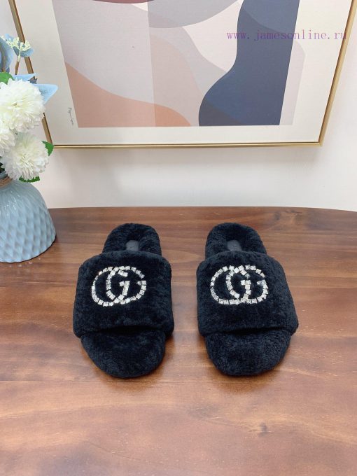 Gucci GUCCI2024 new lamb wool slippers priceTop quality pure fur integrated straight fur crelzr5b2s0