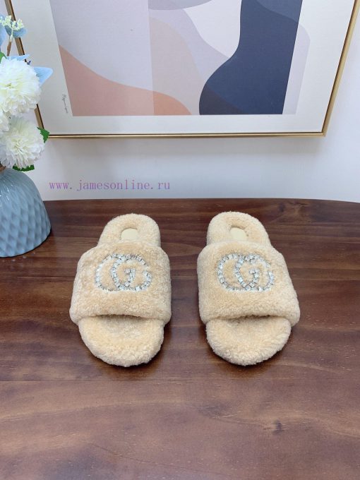 Gucci GUCCI2024 new lamb wool slippers priceTop quality pure fur integrated straight fur creviopvc34