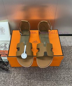 Hermes Spring/Summer Classic Santorini Color blocked I-shaped Dragging Women's Shoes H Home kx4z8nib