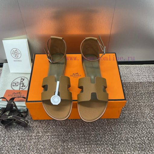 Hermes Spring/Summer Classic Santorini Color blocked I-shaped Dragging Women's Shoes H Home kx4z8nib