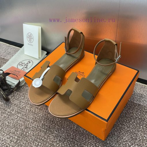 Hermes Spring/Summer Classic Santorini Color blocked I-shaped Dragging Women's Shoes H Home kx4z8nib - Image 3