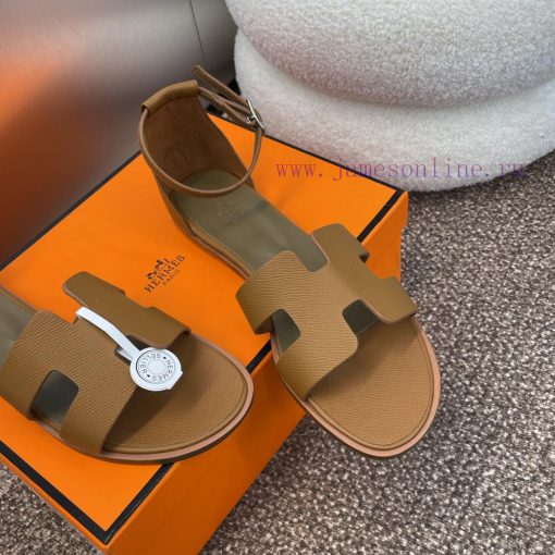 Hermes Spring/Summer Classic Santorini Color blocked I-shaped Dragging Women's Shoes H Home kx4z8nib - Image 5
