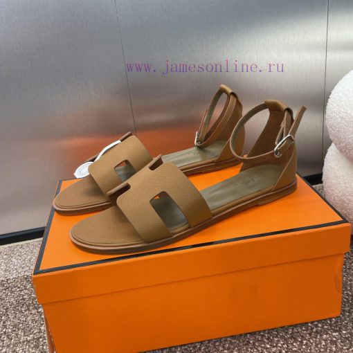 Hermes Spring/Summer Classic Santorini Color blocked I-shaped Dragging Women's Shoes H Home kx4z8nib - Image 6