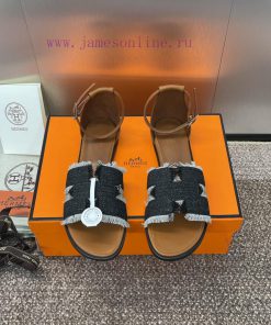 Hermes Spring/Summer Classic Santorini Color blocked I-shaped Dragging Women's Shoes H Home ql2h2c26