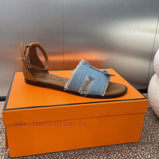 Hermes Spring/Summer Classic Santorini Color blocked I-shaped Dragging Women's Shoes H Home 1hjq7gdb - Image 4