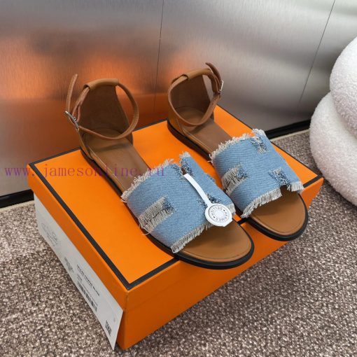 Hermes Spring/Summer Classic Santorini Color blocked I-shaped Dragging Women's Shoes H Home 1hjq7gdb - Image 8