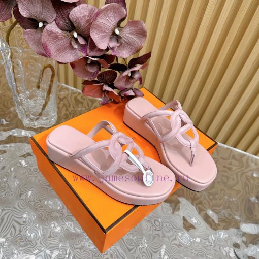 Top notch heel Hemers 2024 SS Hermes early spring new clip on thick soled slippers with genu613y1au1