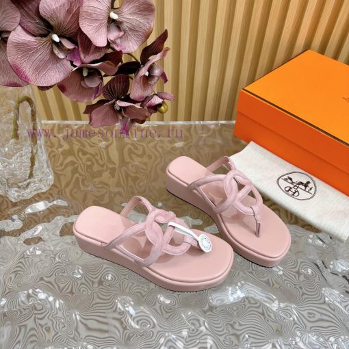 Top notch heel Hemers 2024 SS Hermes early spring new clip on thick soled slippers with genu613y1au1 - Image 7