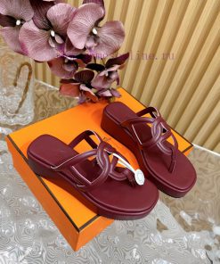 Top notch heel Hemers 2024 SS Hermes early spring new clip on thick soled slippers with genua013cgux