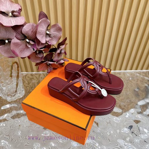 Top notch heel Hemers 2024 SS Hermes early spring new clip on thick soled slippers with genua013cgux - Image 3